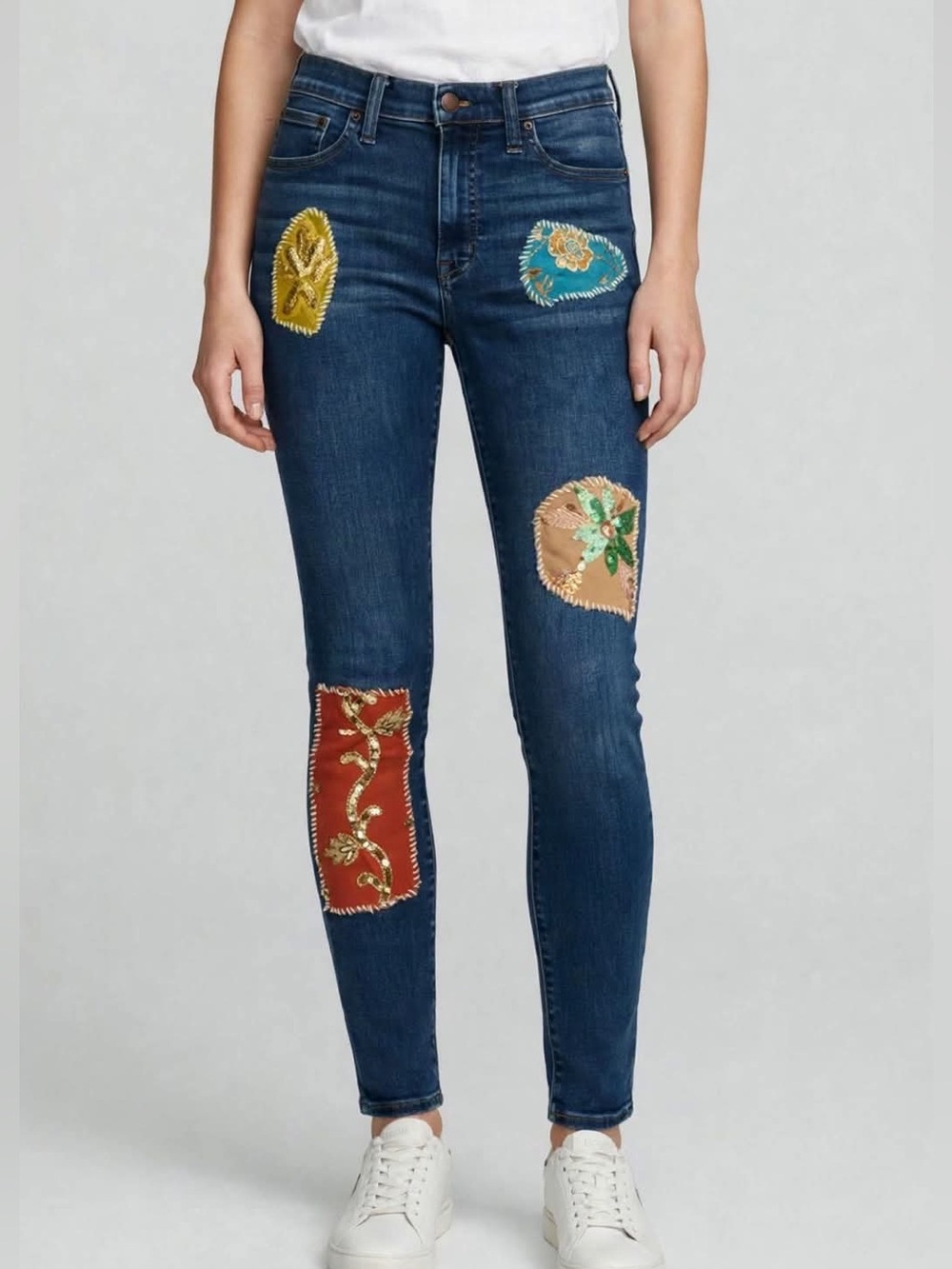 J.Crew OOAK Reworked Patchwork Skinny Jeans Embroidered Applique Boho